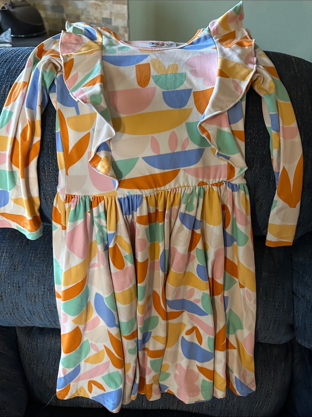 Dot Dot Smile Multicolor Pastel Abstract Ruffle Dress